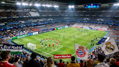 欧冠半决赛皇家马德里对阵拜仁慕尼黑的赛场全景